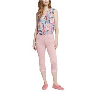NYDJ SZ 8 MARILYN STRAIGHT Cuffed ROSE PINK JEANS Stretch Denim BUTT LIFT Size 8
